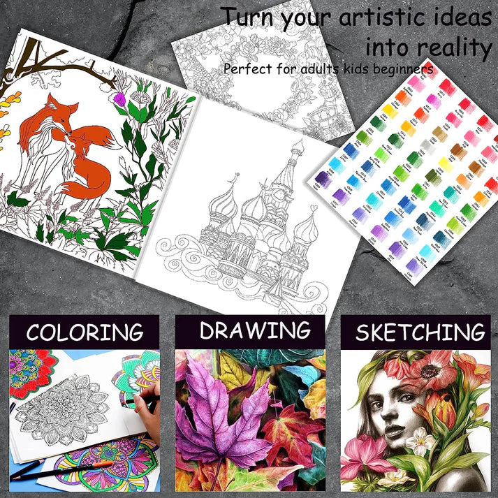 KOMLISATS 144 Pack Drawing Sketching Coloring Set