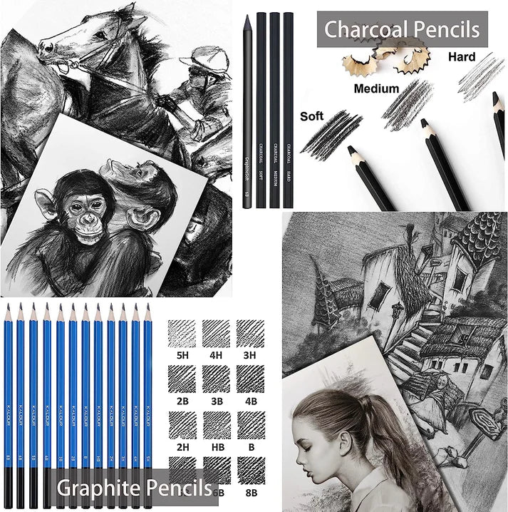 KOMLISATS 144 Pack Drawing Sketching Coloring Set